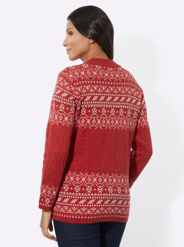 Sieh an! Jacquard-Strickjacke in kirsche-ecru-gemustert