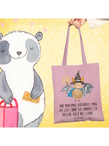 Mr. & Mrs. Panda Strandtasche Fledermaus Zauberer mit Spruch in Rosa Pastell