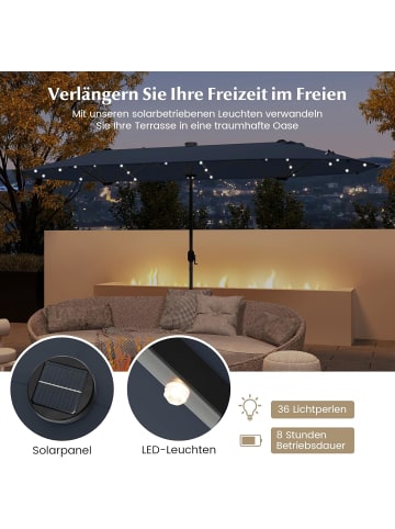 COSTWAY Doppelsonnenschirm mit LED 400x200cm in Dunkelblau