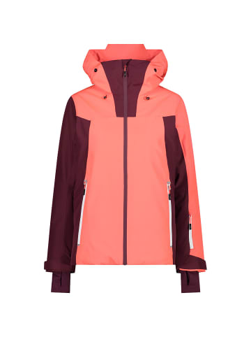 Campagnolo W JACKET FIX HOOD PL PONGEE JACQUARD in Rot
