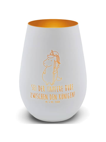 Mr. & Mrs. Panda Gold Windlicht Einhorn  mit Spruch in Weiß