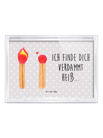 Mr. & Mrs. Panda Bilderrahmen Streichhölzer mit Spruch in Grau Pastell