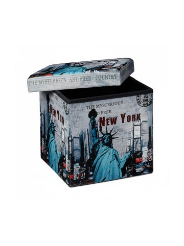 relaxdays Sitzhocker New York in Grau - (B)38 x (H)38 x (T)38 cm