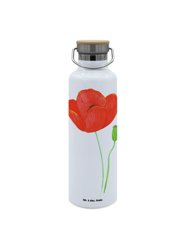 Mr. & Mrs. Panda Isolierte Trinkflasche Blume Mohnblume ohne Spruch in Weiß