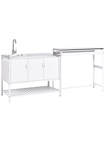 Beliani 1er-Set Gartenküche MAENZA in Weiß/Schwarz