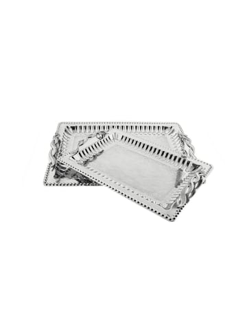 Almina Serviertablett aus hochwertigem 18/10-Edelstahl - 2er Set in Silber