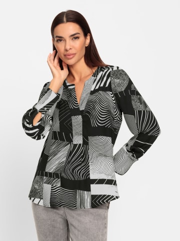Heine Druckbluse in schwarz-ecru-bedruckt