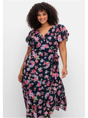sheego by Joe Browns Chiffonkleid in blau gemustert