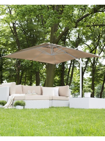 Beliani Ampelschirm MONZA in Beige/Weiß - (W) 250 x (H) 235 x (L) 250 cm