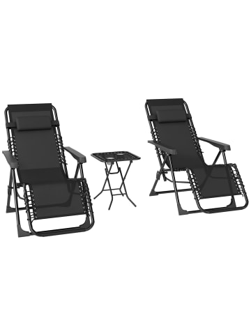 Outsunny Gartenliege Set 90L x 65B x 110H cm Schwarz