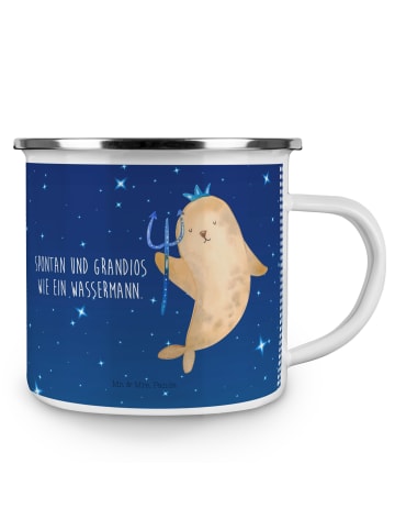 Mr. & Mrs. Panda Camping Emaille Tasse Sternzeichen Wassermann m... in Sternenhimmel Blau