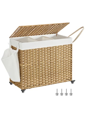 SONGMICS Wäschekorb Eliott in Naturfarben - (B)33 x (H)66 x (T)76 cm