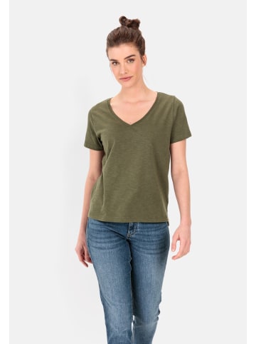 Camel Active V-Neck T-Shirt aus Organic Cotton in Olive