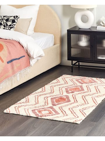 Beliani Kurzflor KASTAMONU in Beige/Rosa/Rot - (W) 80 x (H) 1.4 x (L) 150 cm