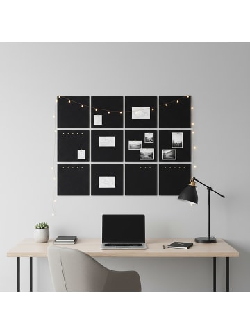 relaxdays 12 x Filzpinnwand in Schwarz - (B)30 x (H)30 x (T)0,9 cm