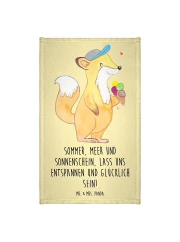 Mr. & Mrs. Panda Gästetuch Sommer Meer Strand mit Spruch in Gelb Pastell
