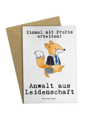 Mr. & Mrs. Panda Grußkarte Anwalt Leidenschaft mit Spruch in Weiß