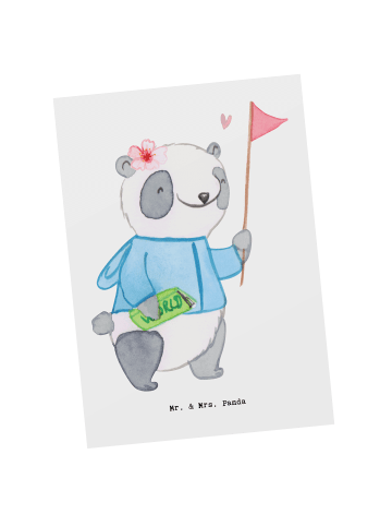 Mr. & Mrs. Panda Postkarte Reiseleiterin Herz ohne Spruch in Weiß