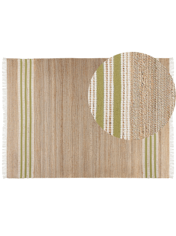 Beliani Geflochtener Teppich MIRZA in Beige/Grün - (W) 160 x (H) 0.6 x (L) 230 cm