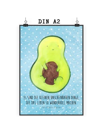 Mr. & Mrs. Panda Poster Avocado Kern mit Spruch in Eisblau