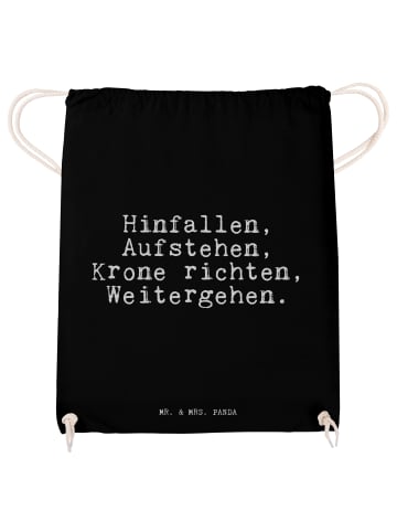 Mr. & Mrs. Panda Sportbeutel Hinfallen, Aufstehen, Krone richten... in Schwarz