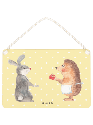 Mr. & Mrs. Panda Schild Hase Igel ohne Spruch in Gelb Pastell