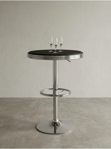 KADIMA DESIGN Bartisch | Aluminium, ø60cm, Kunstleder, Retro