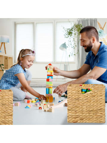 relaxdays 4 x Aufbewahrungskorb in Natur - (B)30 x (H)30 x (T)30 cm