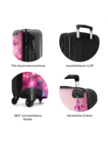 NoBoringSuitCases Suitcase, Handgepäck, Koffer, Trolley, Reisekoffer Rosa Blumen