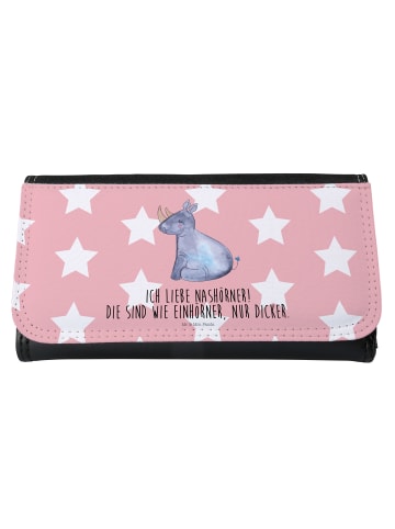Mr. & Mrs. Panda Wallet Einhorn Nashorn mit Spruch in Rot Pastell