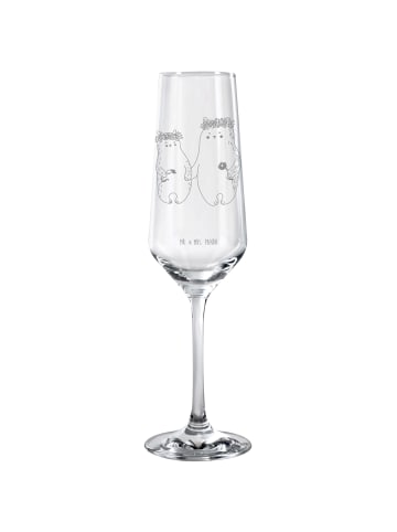 Mr. & Mrs. Panda Sektglas Bären mit Blumenkranz ohne Spruch in Transparent