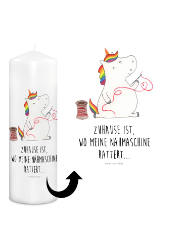 Mr. & Mrs. Panda Kerze Einhorn Näherin mit Spruch in Weiß