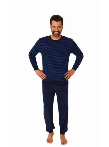 NORMANN langarm Frottee Pyjama Schlafanzug Bündchen - 70652 in blau
