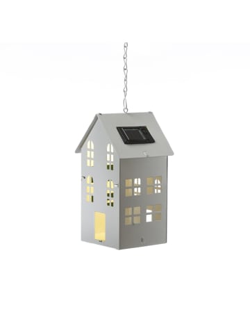 MARELIDA LED Solar Haus Lichthaus DIY Deko Laterne Metall H: 19cm Lichtsensor in weiß