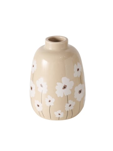 Boltze Keramikvase mit Blumenmuster, CANEA in Beige, Ø 8 x (H) 11 cm