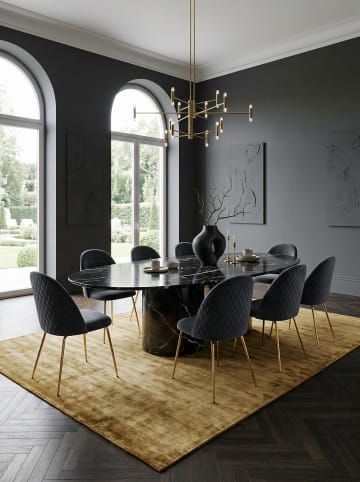 KADIMA DESIGN Design Esszimmerstuhl 2er Set Samt Gepolstert, Küchenstuhl in Schwarz