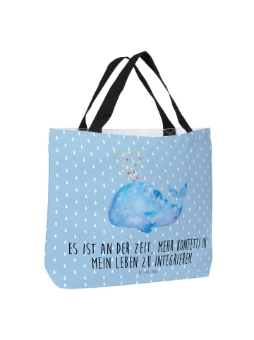 Mr. & Mrs. Panda Reisetasche Wal Konfetti mit Spruch in Blau Pastell