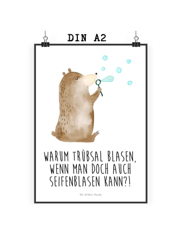 Mr. & Mrs. Panda Bild Bär Seifenblasen mit Spruch in Rot Pastell