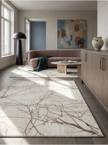 KADIMA DESIGN Teppich Kurzflor Abstrakt pflegeleicht Wohnzimmer Schlafzimmer Flur in Creme