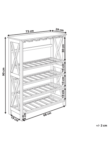 Beliani Weinständer ROTHESAY in Braun - (W) 73 x (H) 90 x (L) 29 cm