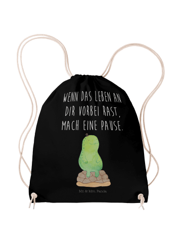 Mr. & Mrs. Panda Jutebeutel Schildkröte Pause mit Spruch in Schwarz