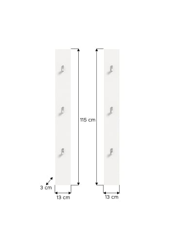 ebuy24 Wandgarderobeset ProjektX Weiß 13 x 3 cm