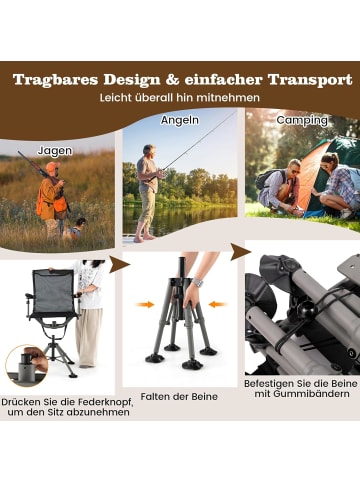 COSTWAY Jagdstuhl Campingstuhl drehbar in Schwarz