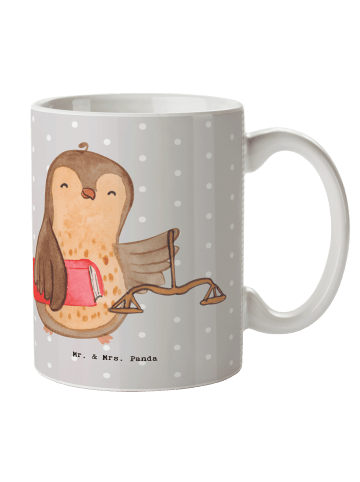 Mr. & Mrs. Panda Keramiktasse Jurist Herz ohne Spruch in Grau Pastell