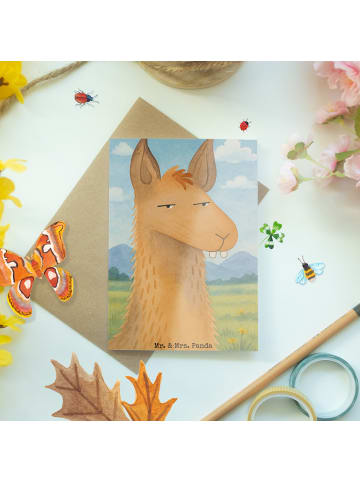 Mr. & Mrs. Panda Beileidskarte Lamakopf Genervt Design ohne Spruch in Weiß