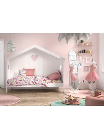 58 aufm Kessel HAUSBETT Kamila 1 213x172x99 mit Rückwand aus Massivholz+MDF in Weiß