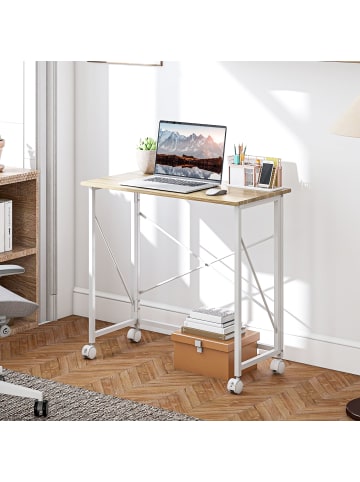 HOMCOM Klappbarer Schreibtisch-80L x 40B x 75H cm-Naturholz