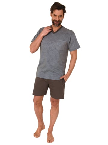 NORMANN kurzarm Schlafanzug Shorty Pyjama - 78258 in dunkelgrau