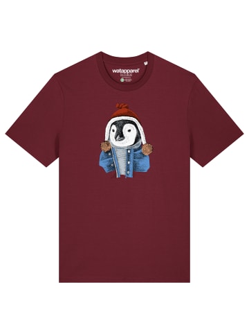 wat? Apparel T-Shirt Pinguin in Weinrot