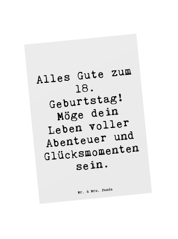 Mr. & Mrs. Panda Postkarte Spruch 18. Geburtstag mit Spruch in Weiß